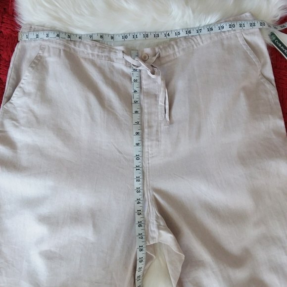 Linen Blend Pants Cubavera Khaki Elastic Adjustable Waist 3XB - Picture 4 of 9